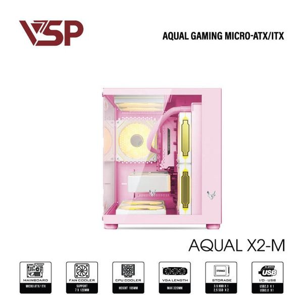 VỎ CASE MÁY TÍNH AQUAL X2-M PINK - Hồng