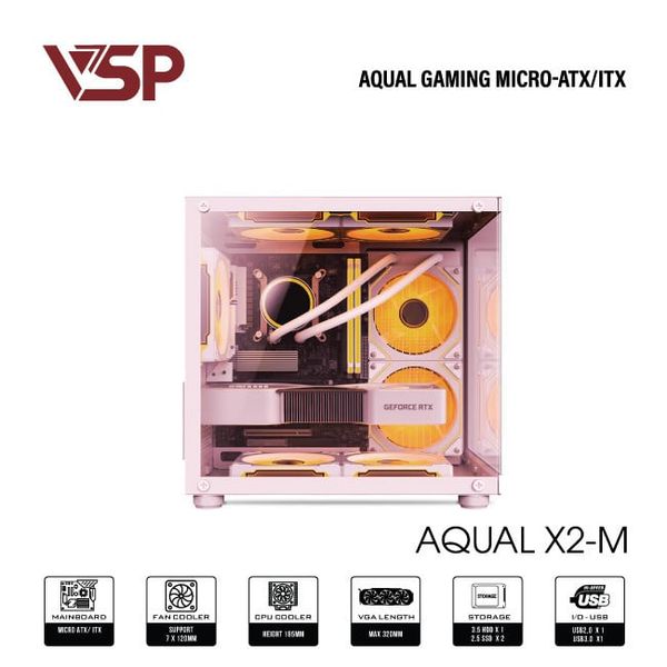 VỎ CASE MÁY TÍNH AQUAL X2-M PINK - Hồng