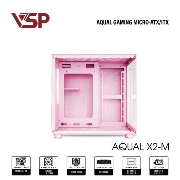 VỎ CASE MÁY TÍNH AQUAL X2-M PINK - Hồng