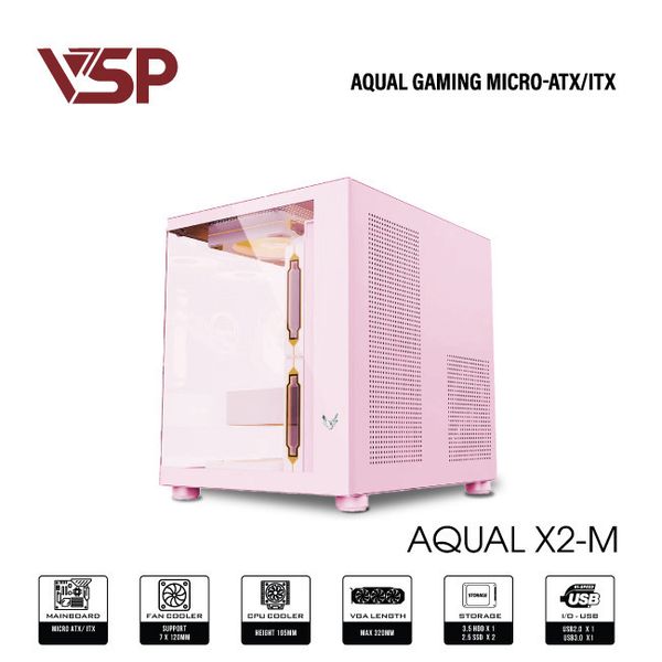 VỎ CASE MÁY TÍNH AQUAL X2-M PINK - Hồng