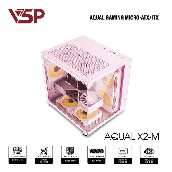VỎ CASE MÁY TÍNH AQUAL X2-M PINK - Hồng