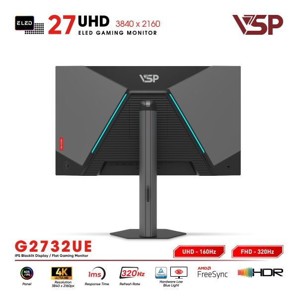 VSP Vision Plus G2732UE (27 inch, IPS, 10bit, 4K160Hz, FHD 320Hz, 1ms) - Màu đen