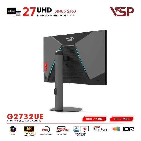 VSP Vision Plus G2732UE (27 inch, IPS, 10bit, 4K160Hz, FHD 320Hz, 1ms) - Màu đen