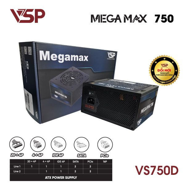 Bộ nguồn máy tính VSP Megamax VS750D ATX - 650W