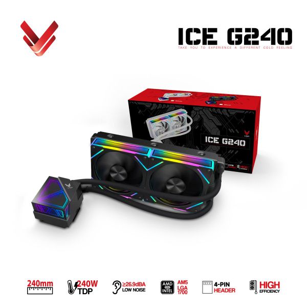Tản nhiệt nước AIO VSP ICE G240 LED RGB - Màu đen