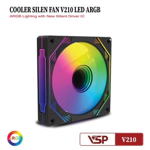 Quạt Tản Nhiệt VSP Cooler Silent V210 Led ARGB - Màu đen