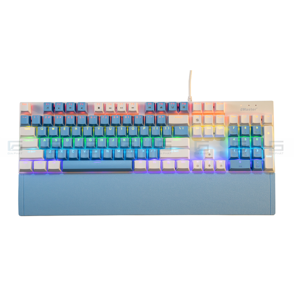 Bàn phím cơ Gaming eMaster EKM701WB - Màu trắng xanh