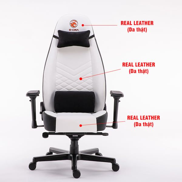 Ghế Gaming Da Thật PU Cao Cấp EDRA Big Boss EGC2021 LUX - Màu đen/trắng
