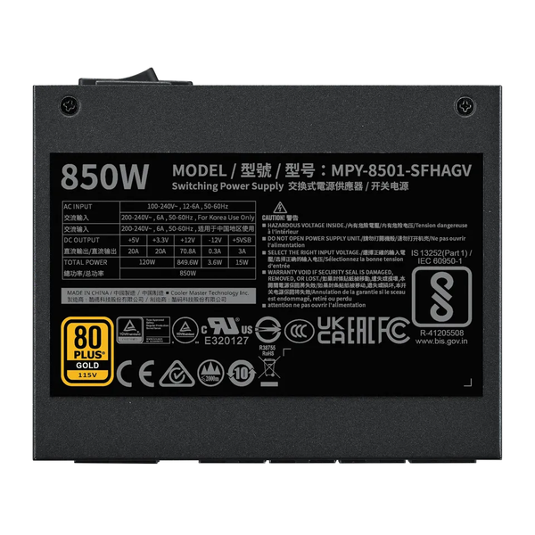 Bộ nguồn Cooler Master V SFX Gold 850 ATX 3.1 850W - Màu đen