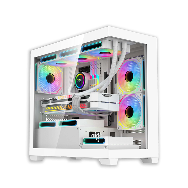 Case máy tính AIGO C218M ( MATX, Case Bể Cá) - Màu trắng