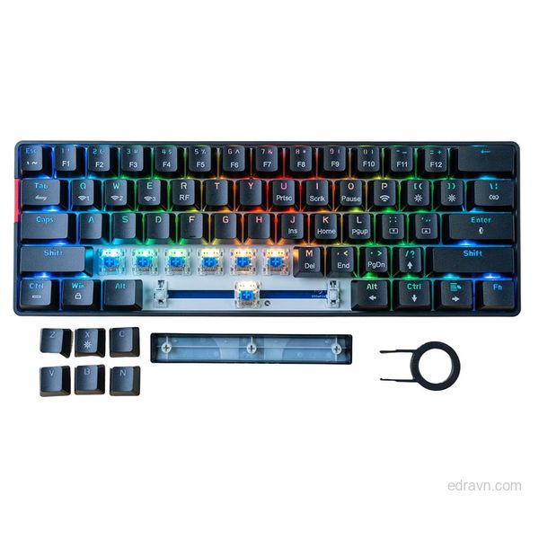 Bàn phím chơi game cơ EDRA EK361W v3 LED RGB - Màu trắng/đen