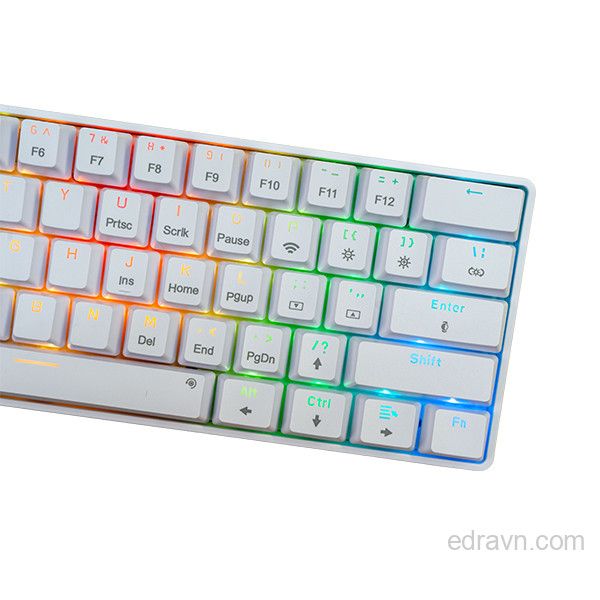 Bàn phím chơi game cơ EDRA EK361W v3 LED RGB - Màu trắng/đen