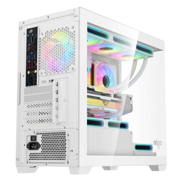 Case máy tính AIGO C218M ( MATX, Case Bể Cá) - Màu trắng