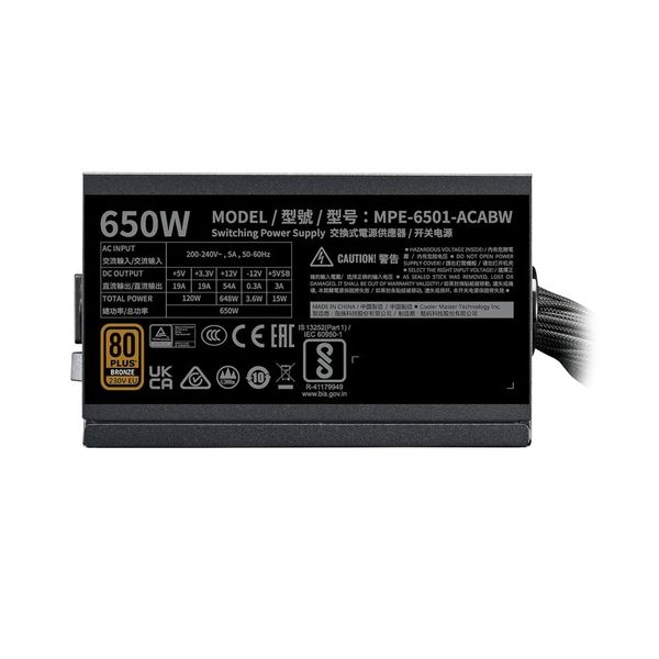 Bộ nguồn Cooler Master MWE Bronze 650 V3 650W 230V - Màu đen