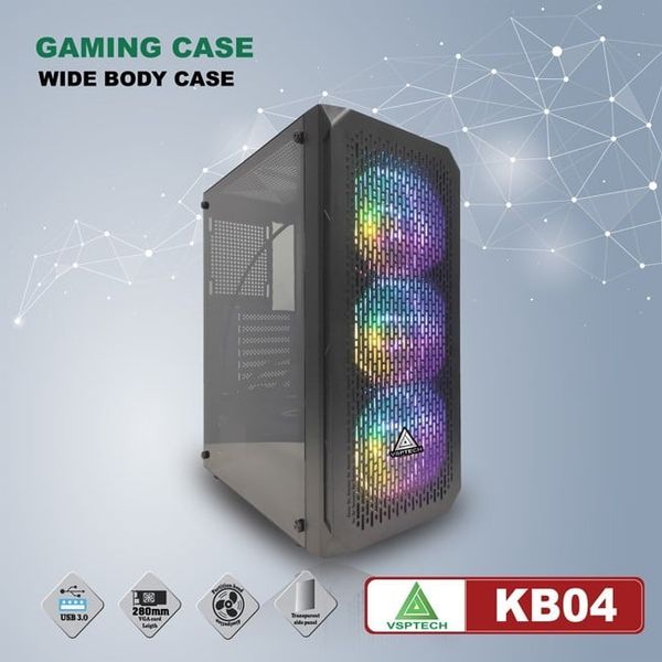 Vỏ Máy Tính VSP TECH - Esport Gaming KB04 - Màu đen
