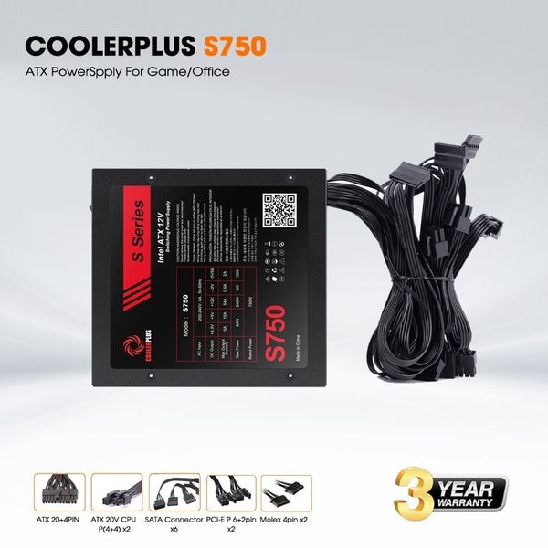 Bộ nguồn máy tính Coolerplus S750 750W - 2ND Không Box