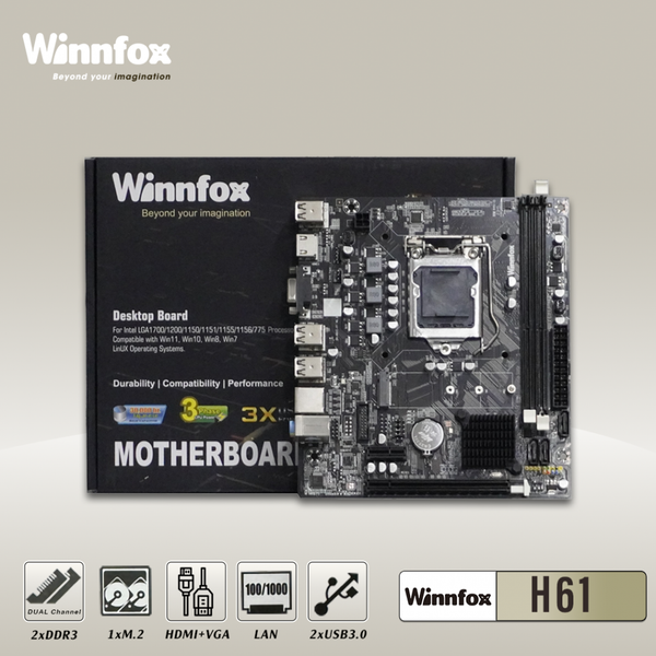 Bo mạch chủ H61 Winnfox (DDR3, M-ATX, LGA1155)