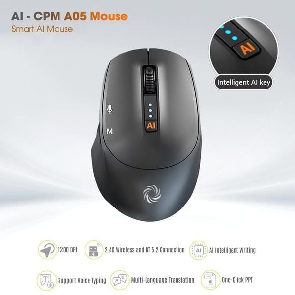 Chuột thông minh Coolerplus CPM A05 (tích hợp chat GPT AI) - Màu đen