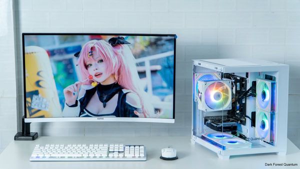 Case eMaster Quantum White, M ATX, sẵn 5 Fan ARGB, kính cường lực 3mm