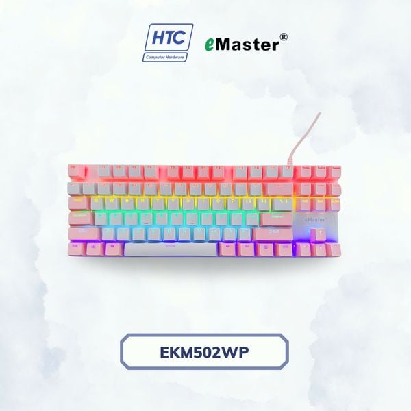Bàn Phím Cơ EMASTER EKM502WP Trắng Hồng 87 Phím Blue Switch