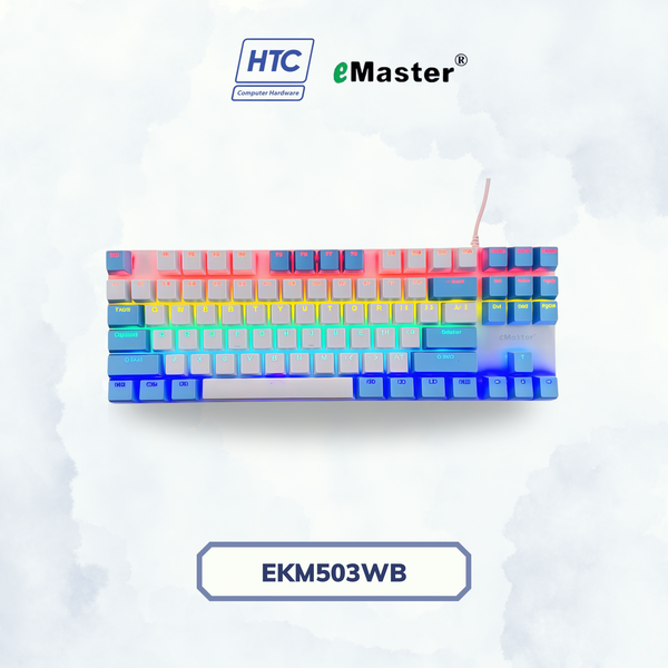 Bàn Phím Cơ EMASTER EKM503WB Trắng Xanh 87 Phím Blue Switch