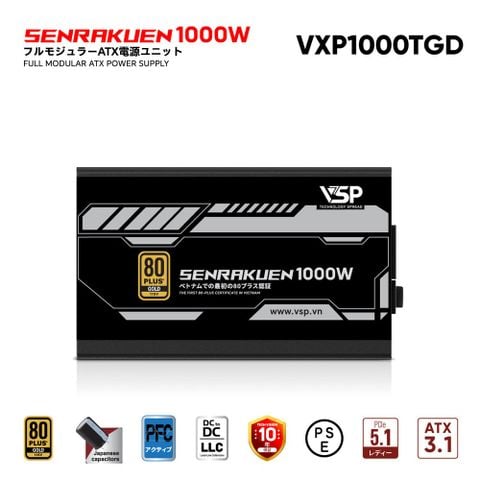 Bộ Nguồn Máy Tính VSP JPN SENRAKUEN VXP1000TGD 1000W 80 Plus Gold Full Modular ATX 3.1 PCIe 5.1