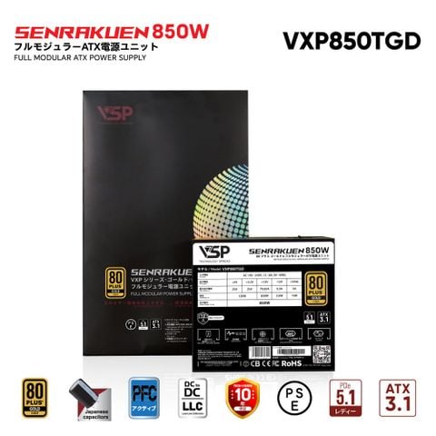 Nguồn VSP JPN SENRAKUEN VXP850TGD 850W 80 Plus Gold Full Modular ATX 3.1 PCIe 5.1