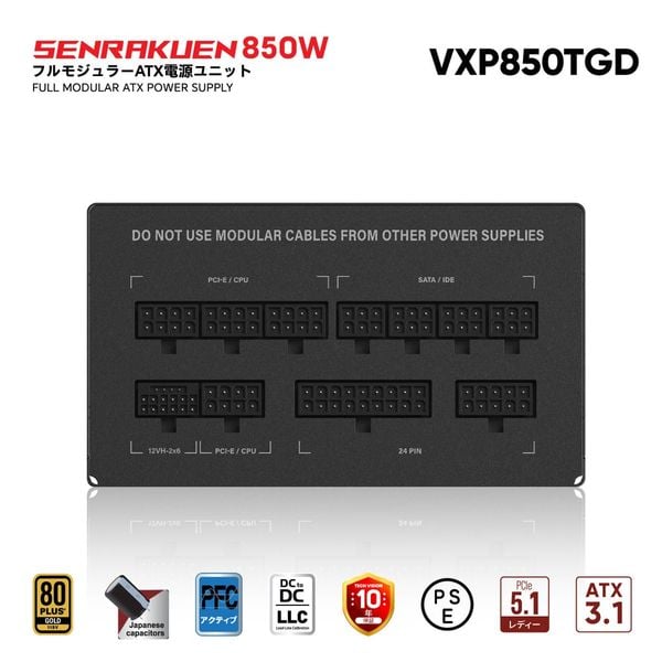 Nguồn VSP JPN SENRAKUEN VXP850TGD 850W 80 Plus Gold Full Modular ATX 3.1 PCIe 5.1