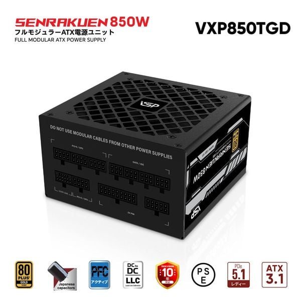 Nguồn VSP JPN SENRAKUEN VXP850TGD 850W 80 Plus Gold Full Modular ATX 3.1 PCIe 5.1
