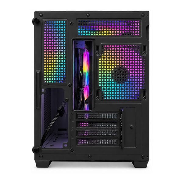 Case YUNSI 240 PRO sẵn 5 fan RGB, M-ATX, Hỗ trợ AIO 240mm, 2 kính cường lực, Đen/Trắng