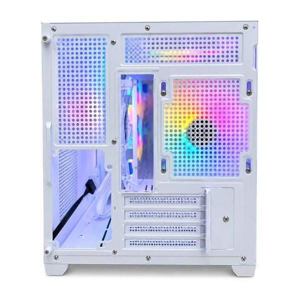 Case YUNSI 240 PRO sẵn 5 fan RGB, M-ATX, Hỗ trợ AIO 240mm, 2 kính cường lực, Đen/Trắng