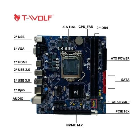 Bo mạch chủ H110 T-Wolf (DDR4, LGA1151, M-ATX)