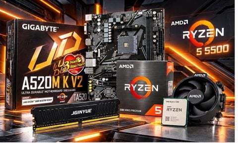Combo Mainboard AMD A520 - Ryzen 5 5500 - Ram 8G/3200 - New Box