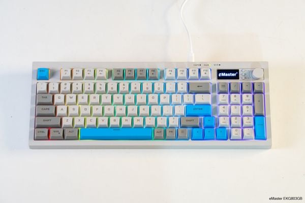 Bàn phím Silent eMaster EKG803GB LED RGB - Màu trắng xanh