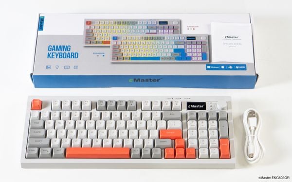 Bàn phím Silent eMaster EKG803GR LED RGB - Màu trắng đỏ