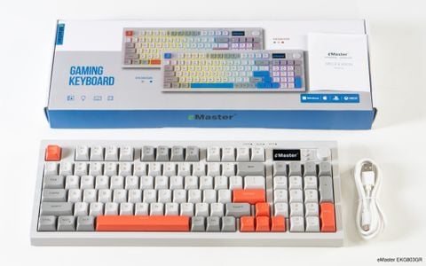 Bàn phím Silent eMaster EKG803GR LED RGB - Màu trắng đỏ