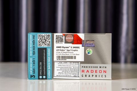 CPU AMD Ryzen 5 3400G (3.7GHz - 4.2GHz, 6MB, 4 cores 8 threads, 65W, Socket AM4)