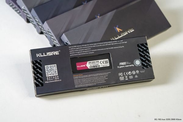 Ram PC Kllisre 8G/3200 DDR4 Có Tản New Box - Màu đen