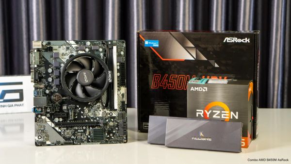 Combo Mainboard AMD B450M - Ryzen 5 5500 - Ram 16G/3200 - New Box