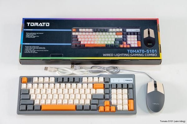Combo bàn phím chuột Tomato S101 MIX LED RGB - Xám trắng