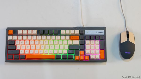 Combo bàn phím chuột Tomato S101 MIX LED RGB - Xám trắng