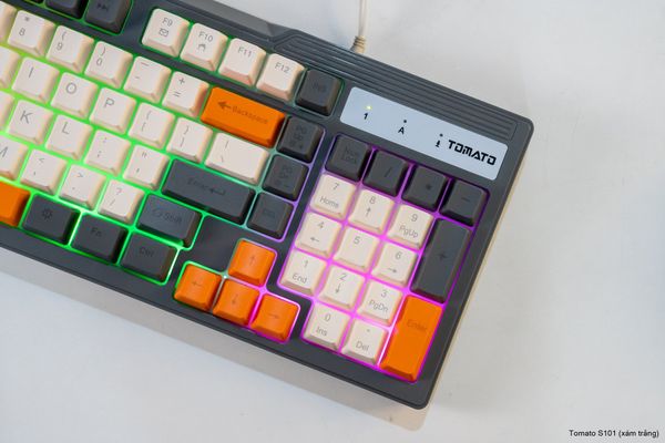 Combo bàn phím chuột Tomato S101 MIX LED RGB - Xám trắng