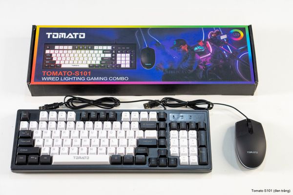 Combo bàn phím chuột Tomato S101 MIX LED RGB - Trắng đen