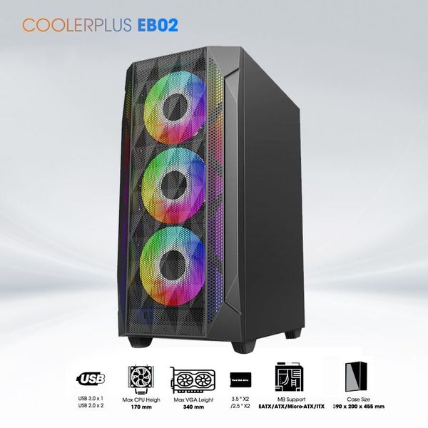 Thùng máy tính Coolerplus CPC-EB02 - Màu đen (Móp nhẹ 2ND)