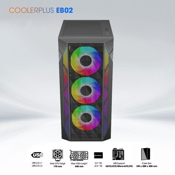 Thùng máy tính Coolerplus CPC-EB02 - Màu đen (Móp nhẹ 2ND)