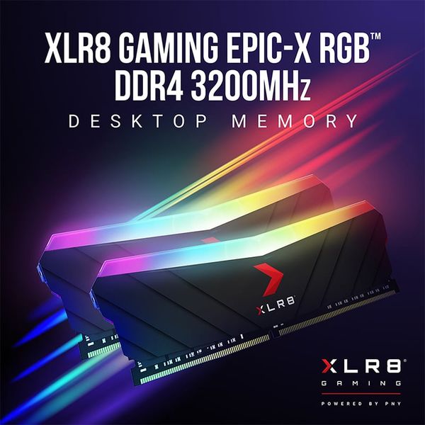 Ram Desktop DDR4 8GB 3200 PNY XLR8 Gaming EPIC-X RGB - Màu đen