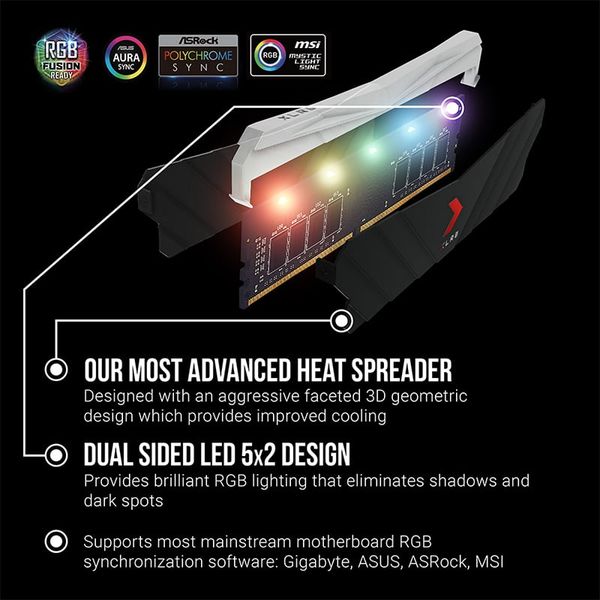 Ram Desktop DDR4 8GB 3200 PNY XLR8 Gaming EPIC-X RGB - Màu đen
