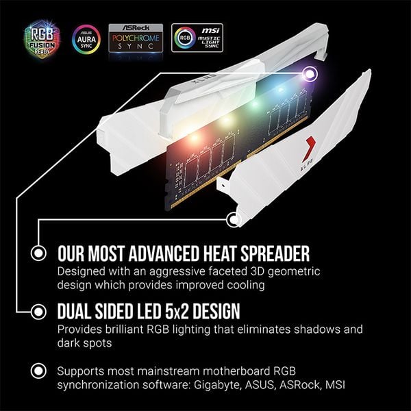 Ram Desktop DDR4 8GB 3200 PNY XLR8 Gaming EPIC-X RGB - Màu trắng