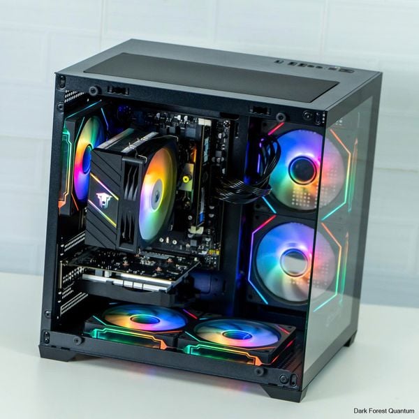 Case eMaster Quantum Black, M ATX, sẵn 5 Fan ARGB, kính cường lực 3mm