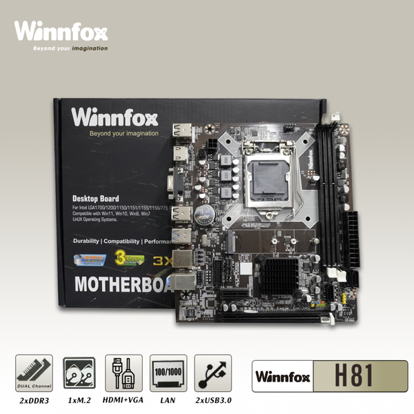 Bo mạch chủ H81 Winnfox (DDR3, M-ATX, LGA1150)